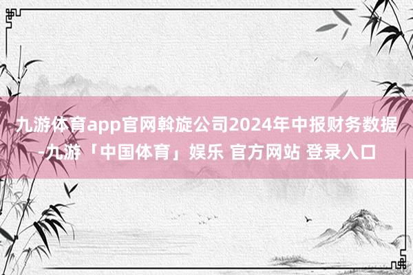 九游体育app官网斡旋公司2024年中报财务数据-九游「中国体育」娱乐 官方网站 登录入口