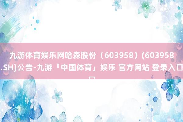 九游体育娱乐网哈森股份（603958）(603958.SH)公告-九游「中国体育」娱乐 官方网站 登录入口