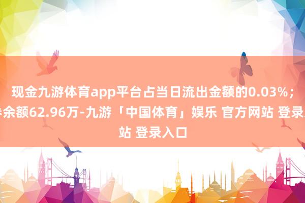 现金九游体育app平台占当日流出金额的0.03%；融券余额62.96万-九游「中国体育」娱乐 官方网站 登录入口